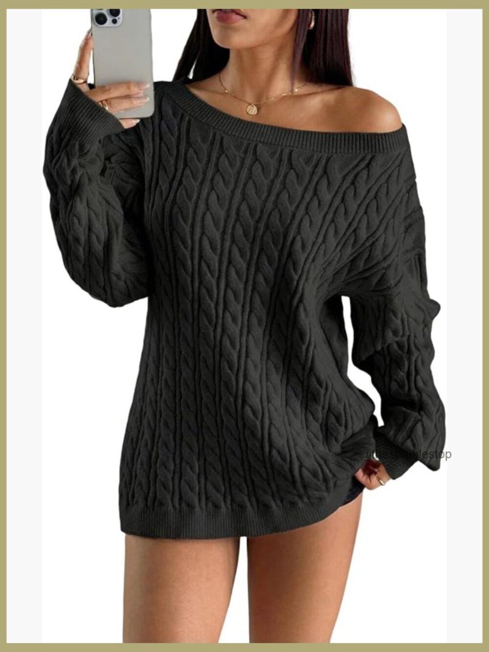 Oversized Cable Knit Pullover Sweater with Long Sleeves